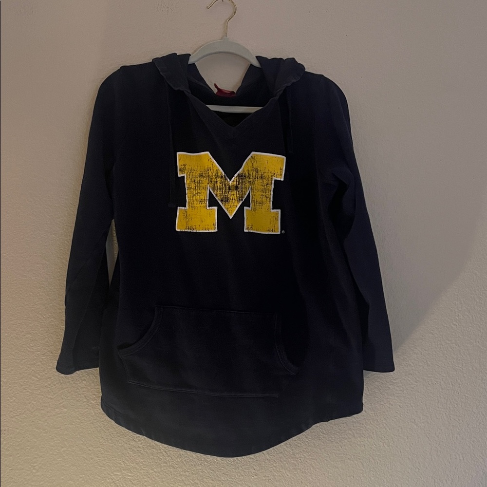 Colosseum Michigan Go Blue Navy V-Neck Hoodie, Ladies Large